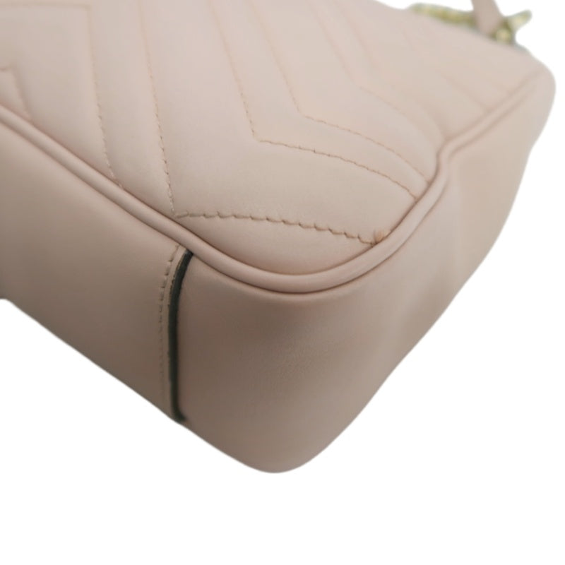 GUCCI GG Marmont Quilted Calfskin Shoulder Bag Light Pink Gold Hardware
