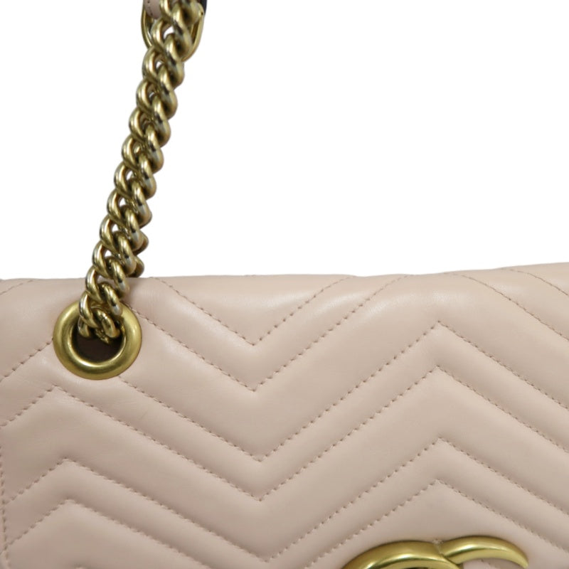 GUCCI GG Marmont Quilted Calfskin Shoulder Bag Light Pink Gold Hardware