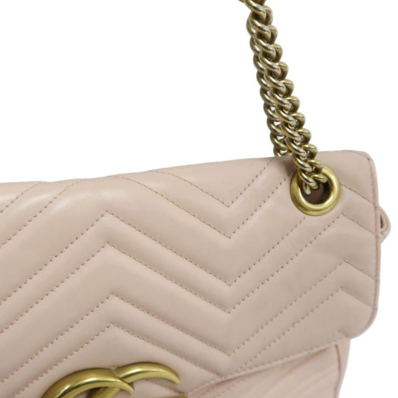 GUCCI GG Marmont Quilted Calfskin Shoulder Bag Light Pink Gold Hardware