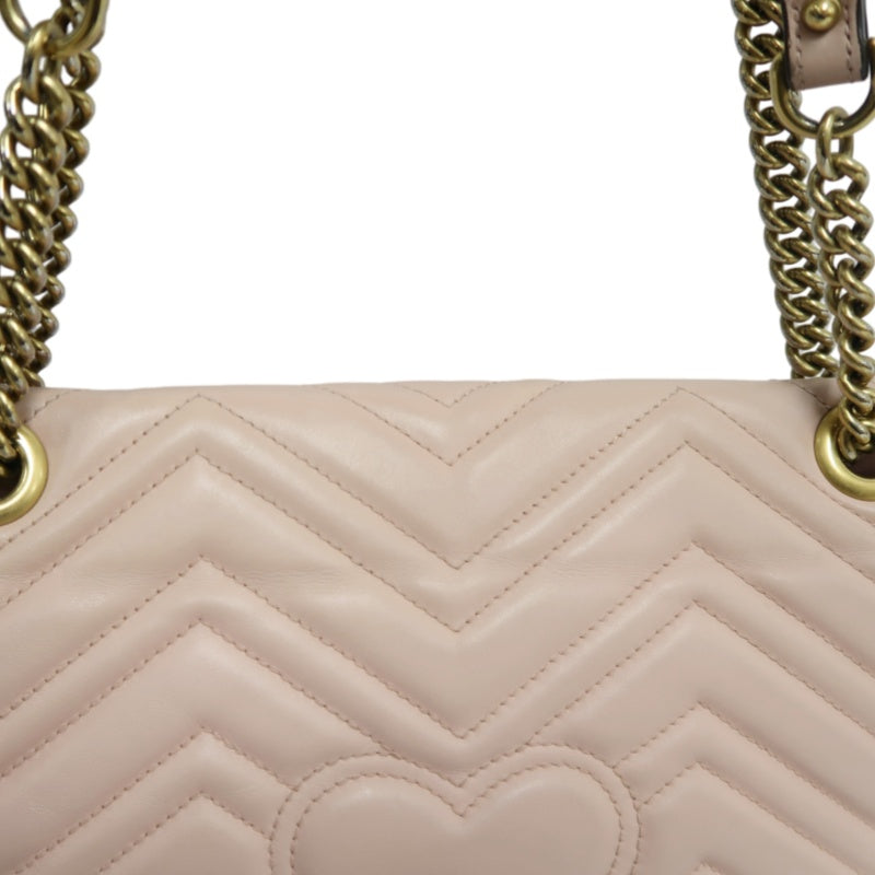 GUCCI GG Marmont Quilted Calfskin Shoulder Bag Light Pink Gold Hardware
