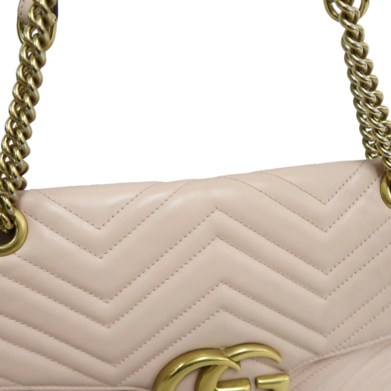 GUCCI GG Marmont Quilted Calfskin Shoulder Bag Light Pink Gold Hardware