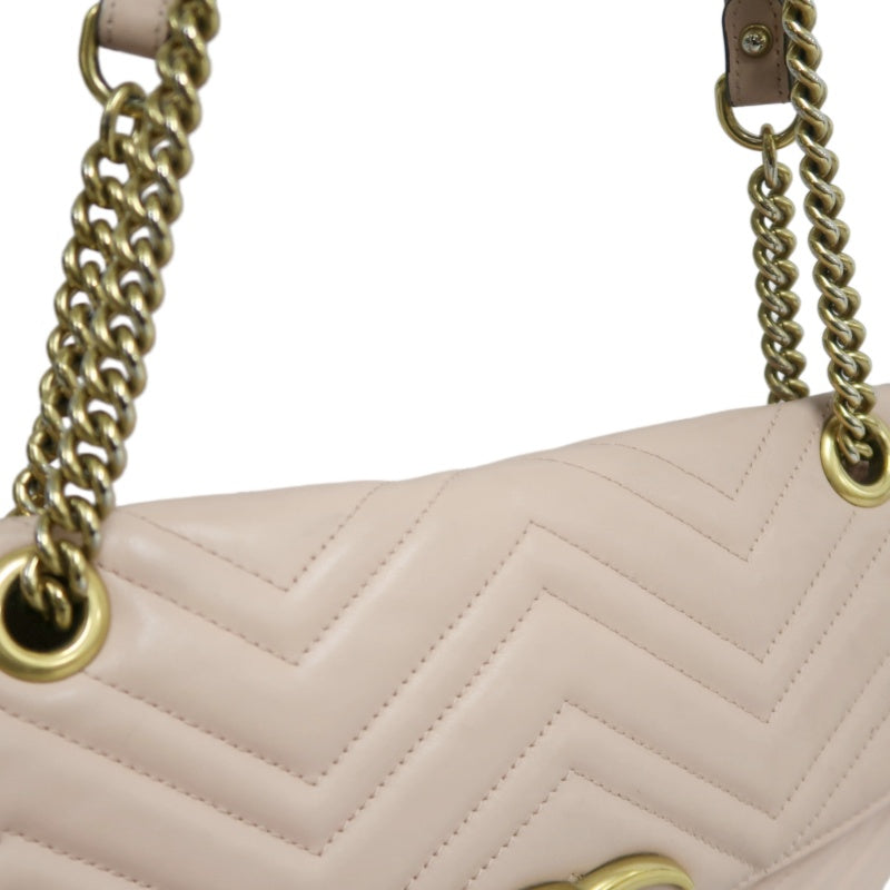 GUCCI GG Marmont Quilted Calfskin Shoulder Bag Light Pink Gold Hardware