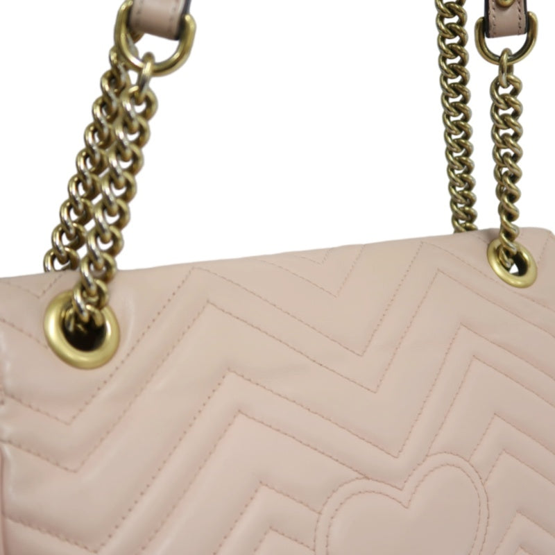 GUCCI GG Marmont Quilted Calfskin Shoulder Bag Light Pink Gold Hardware