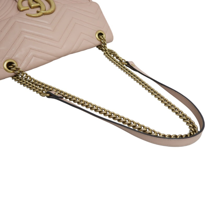 GUCCI GG Marmont Quilted Calfskin Shoulder Bag Light Pink Gold Hardware