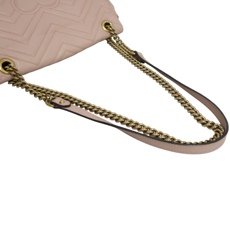 GUCCI GG Marmont Quilted Calfskin Shoulder Bag Light Pink Gold Hardware