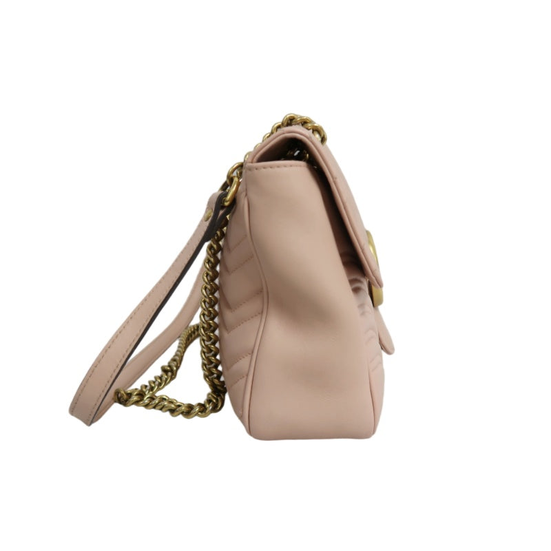 GUCCI GG Marmont Quilted Calfskin Shoulder Bag Light Pink Gold Hardware