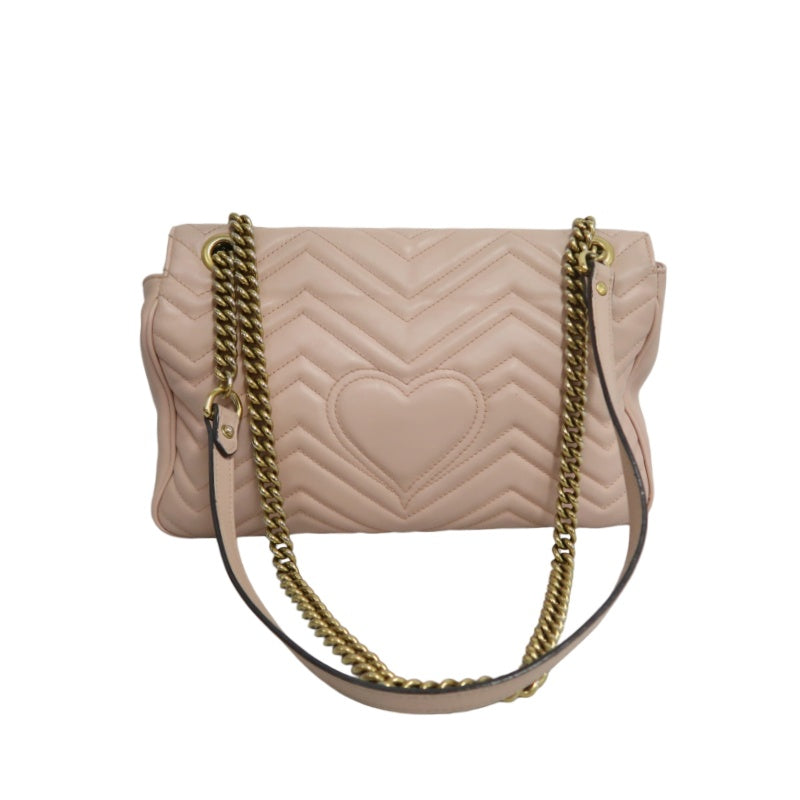 GUCCI GG Marmont Quilted Calfskin Shoulder Bag Light Pink Gold Hardware