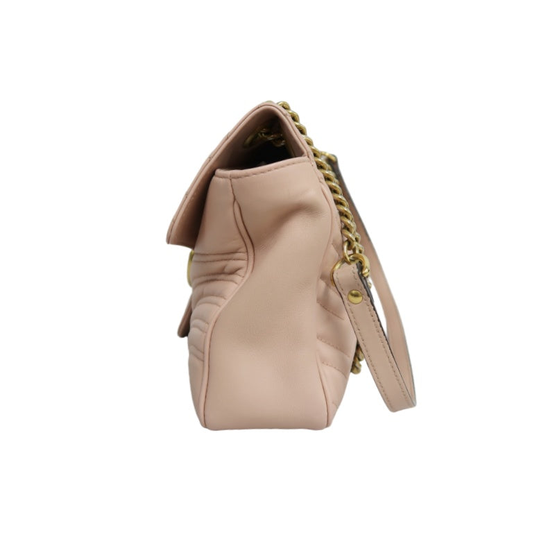 GUCCI GG Marmont Quilted Calfskin Shoulder Bag Light Pink Gold Hardware