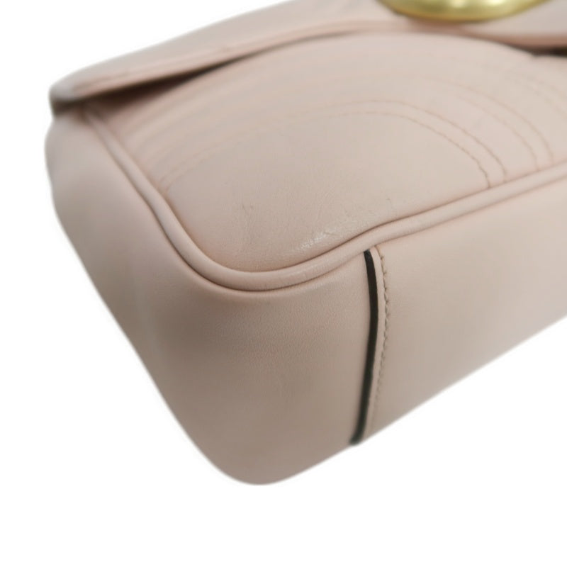 GUCCI GG Marmont Quilted Calfskin Shoulder Bag Light Pink Gold Hardware
