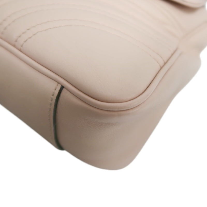 GUCCI GG Marmont Quilted Calfskin Shoulder Bag Light Pink Gold Hardware