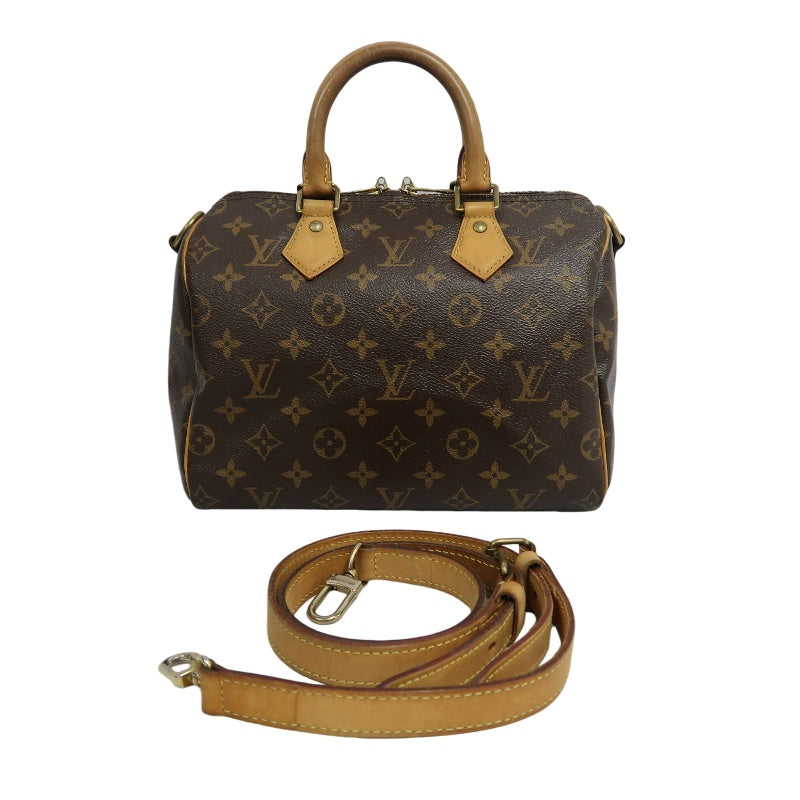 LOUIS VUITTON LV Nano Speedy Monogram Canvas With Shoulder Strap Handbag Brown PVC
