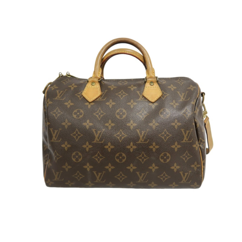 LOUIS VUITTON LV Nano Speedy Monogram Canvas With Shoulder Strap Handbag Brown PVC
