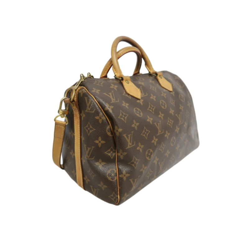 LOUIS VUITTON LV Nano Speedy Monogram Canvas With Shoulder Strap Handbag Brown PVC