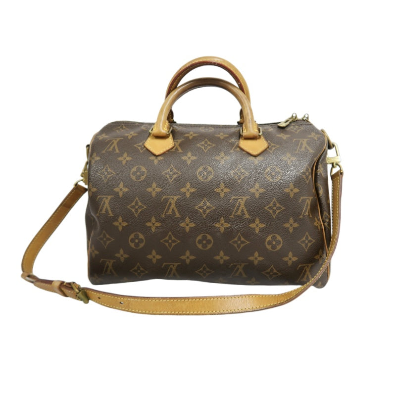 LOUIS VUITTON LV Nano Speedy Monogram Canvas With Shoulder Strap Handbag Brown PVC