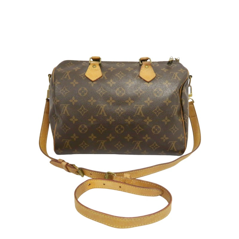 LOUIS VUITTON LV Nano Speedy Monogram Canvas With Shoulder Strap Handbag Brown PVC