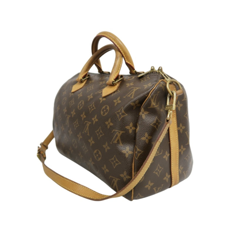 LOUIS VUITTON LV Nano Speedy Monogram Canvas With Shoulder Strap Handbag Brown PVC