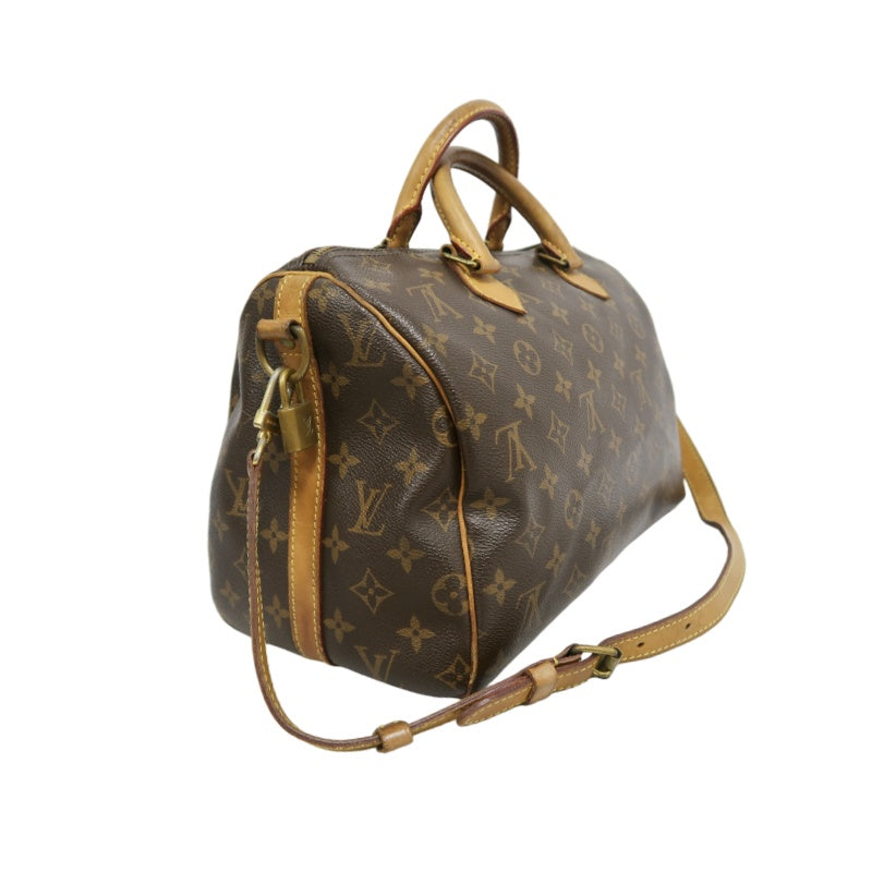 LOUIS VUITTON LV Nano Speedy Monogram Canvas With Shoulder Strap Handbag Brown PVC