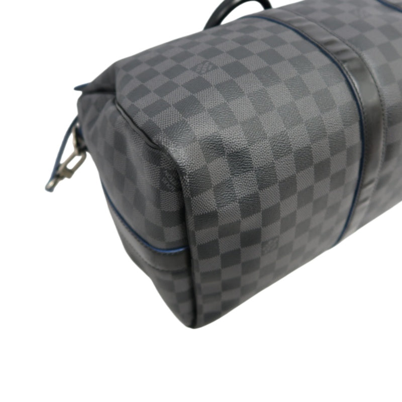 LOUIS VUITTON LV Keepall Damier Graphite Boston Travel Bag Black PVC