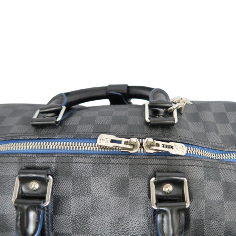 LOUIS VUITTON LV Keepall Damier Graphite Boston Travel Bag Black PVC