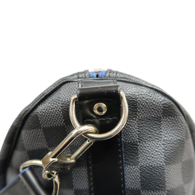 LOUIS VUITTON LV Keepall Damier Graphite Boston Travel Bag Black PVC