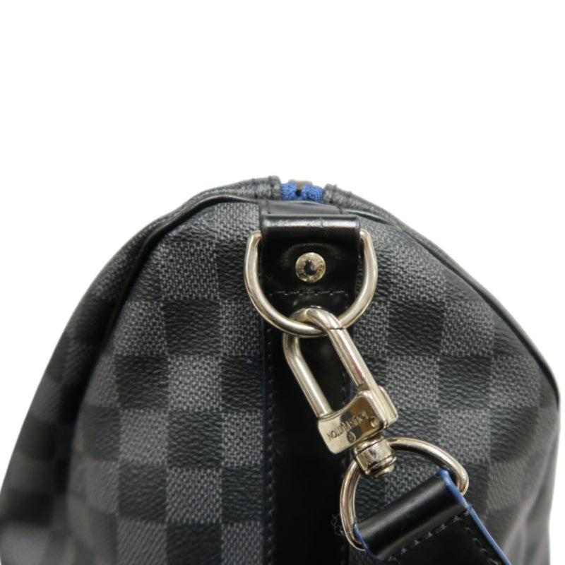 LOUIS VUITTON LV Keepall Damier Graphite Boston Travel Bag Black PVC