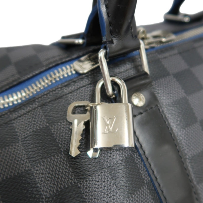 LOUIS VUITTON LV Keepall Damier Graphite Boston Travel Bag Black PVC
