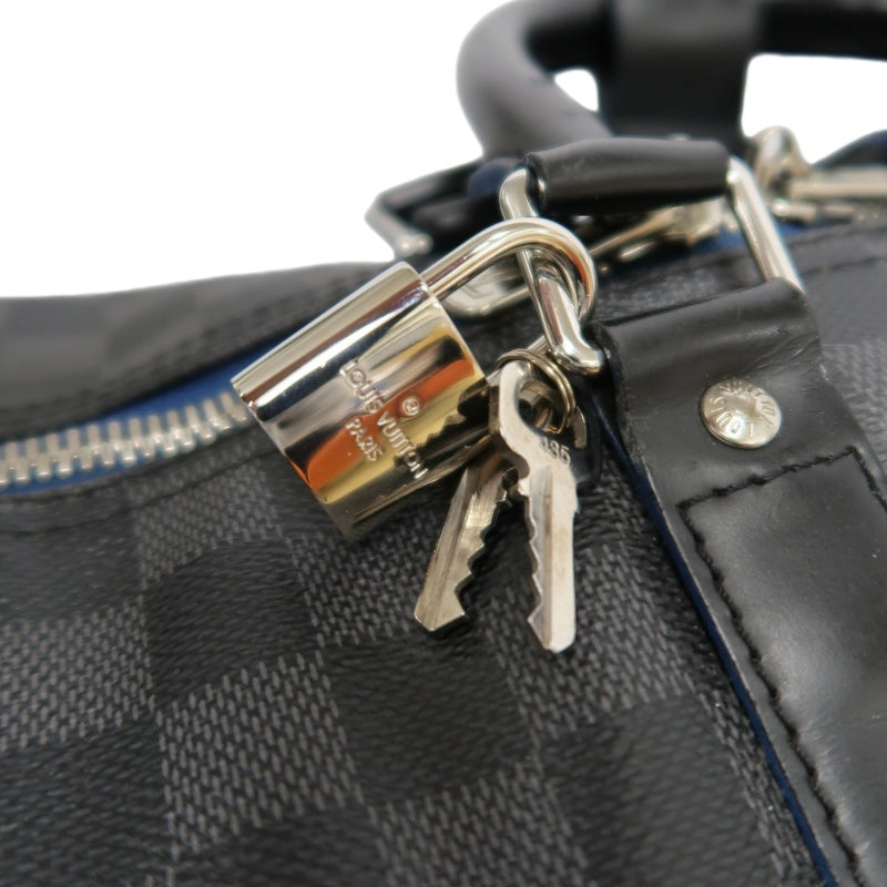 LOUIS VUITTON LV Keepall Damier Graphite Boston Travel Bag Black PVC