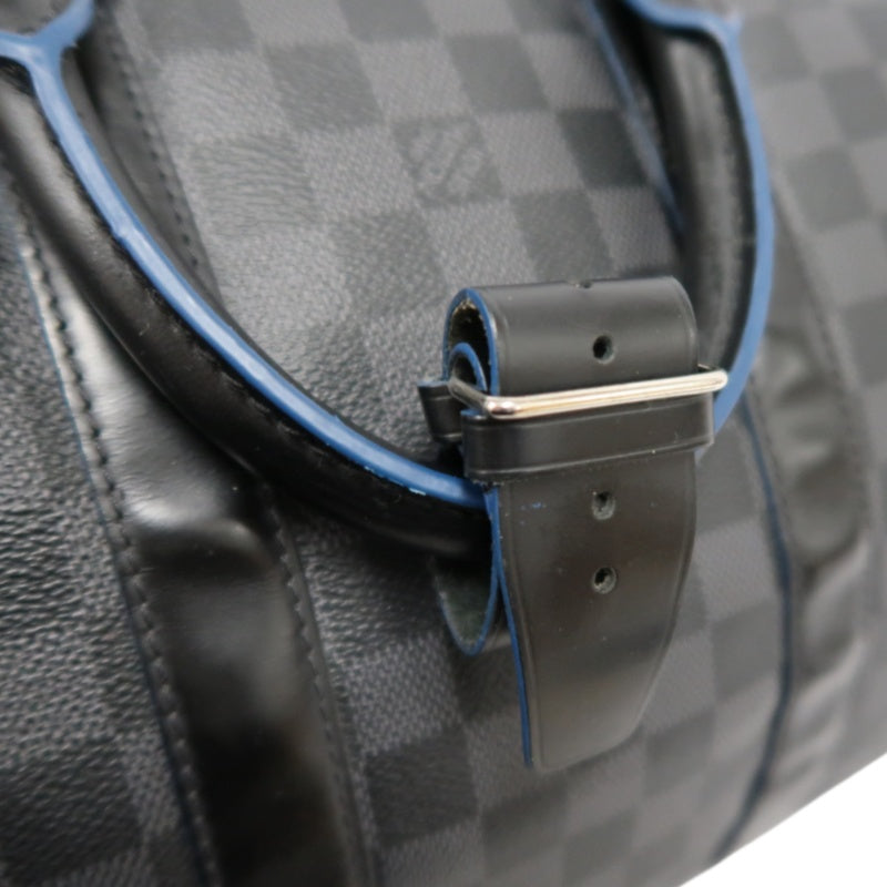 LOUIS VUITTON LV Keepall Damier Graphite Boston Travel Bag Black PVC