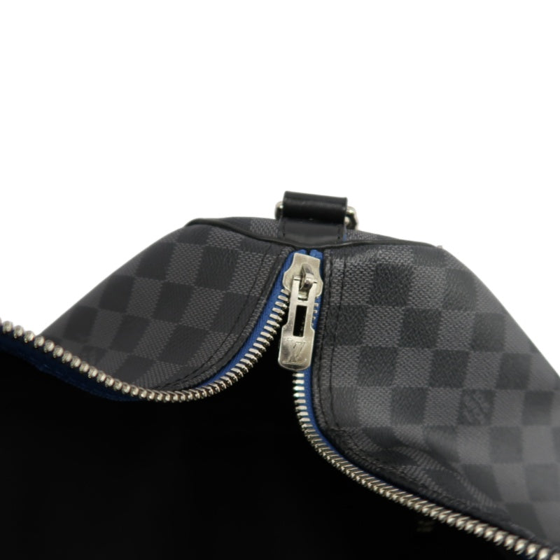 LOUIS VUITTON LV Keepall Damier Graphite Boston Travel Bag Black PVC