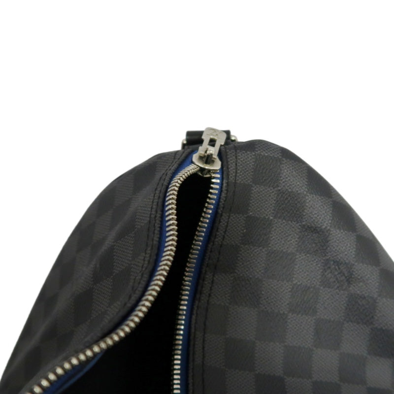 LOUIS VUITTON LV Keepall Damier Graphite Boston Travel Bag Black PVC
