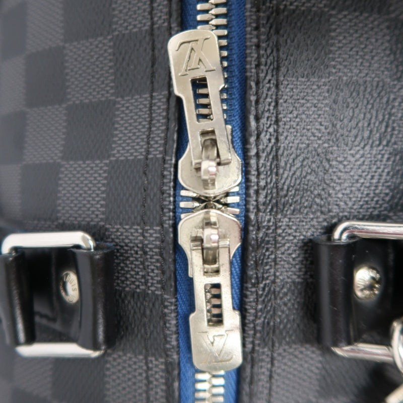 LOUIS VUITTON LV Keepall Damier Graphite Boston Travel Bag Black PVC