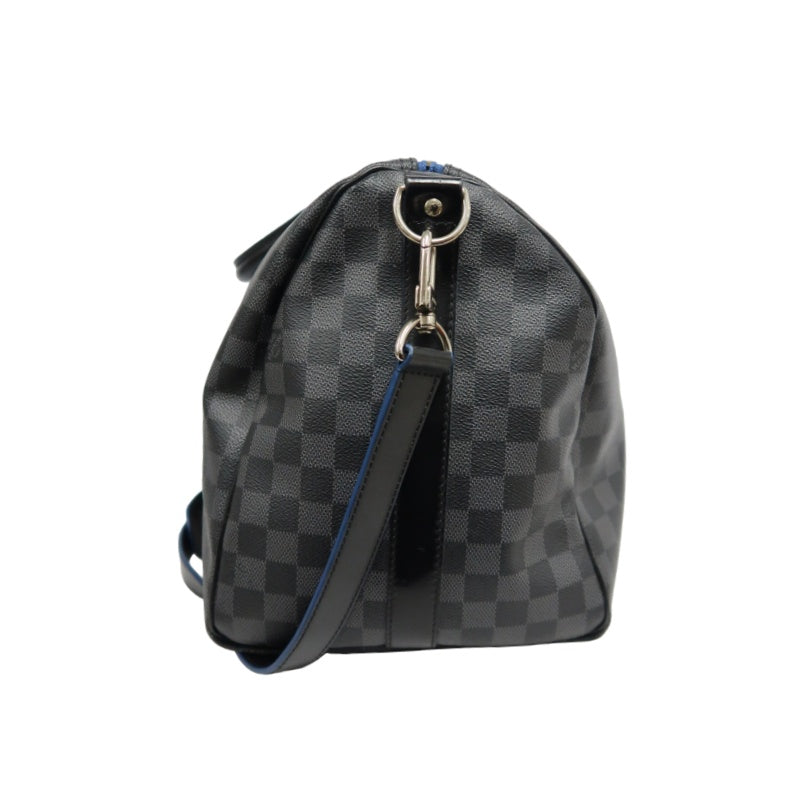 LOUIS VUITTON LV Keepall Damier Graphite Boston Travel Bag Black PVC
