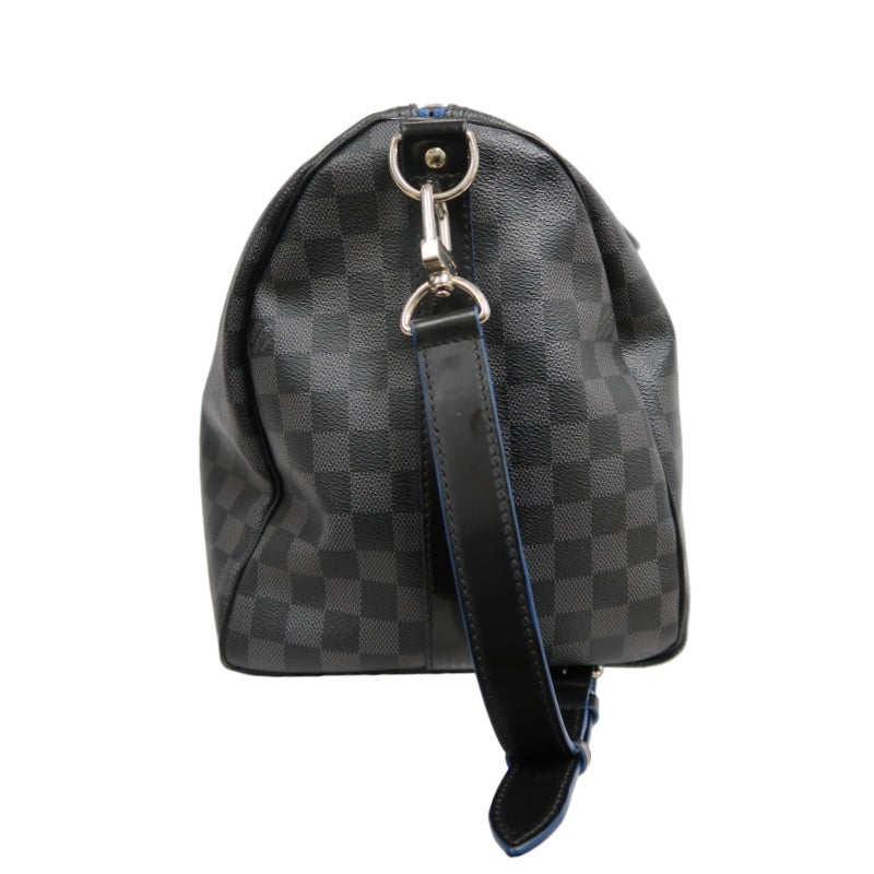 LOUIS VUITTON LV Keepall Damier Graphite Boston Travel Bag Black PVC