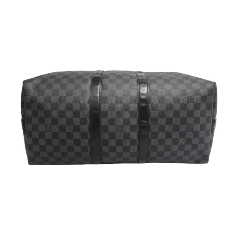 LOUIS VUITTON LV Keepall Damier Graphite Boston Travel Bag Black PVC