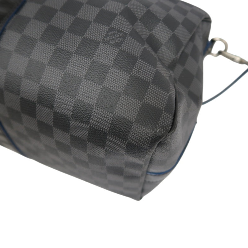 LOUIS VUITTON LV Keepall Damier Graphite Boston Travel Bag Black PVC