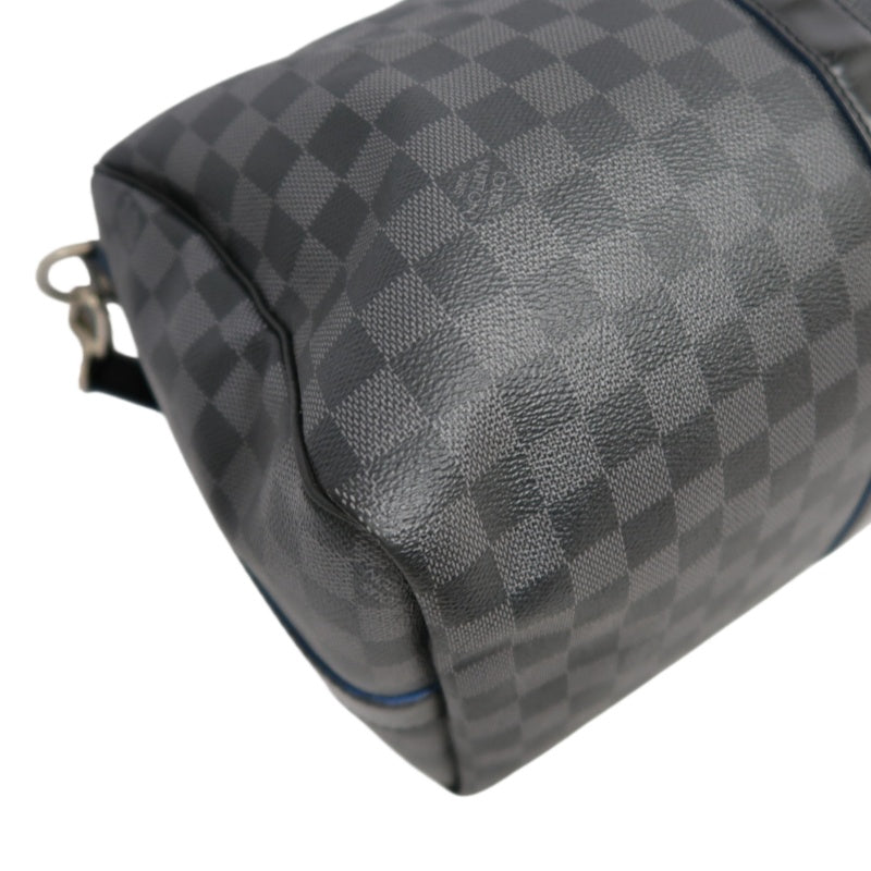 LOUIS VUITTON LV Keepall Damier Graphite Boston Travel Bag Black PVC