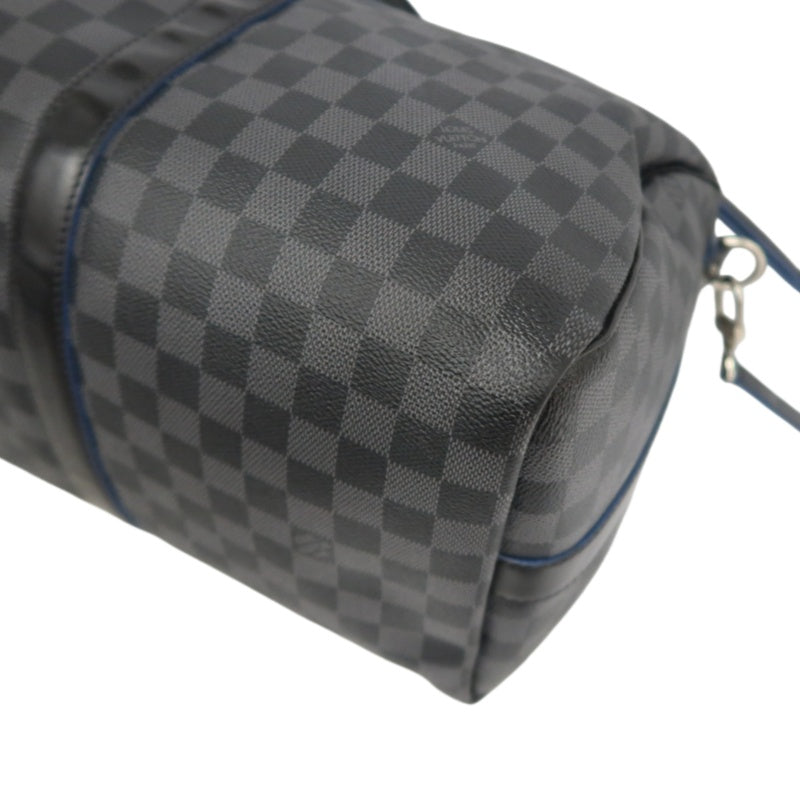 LOUIS VUITTON LV Keepall Damier Graphite Boston Travel Bag Black PVC