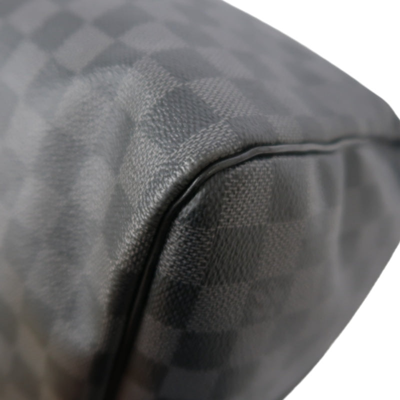 LOUIS VUITTON LV Keepall Damier Graphite Boston Travel Bag Black PVC