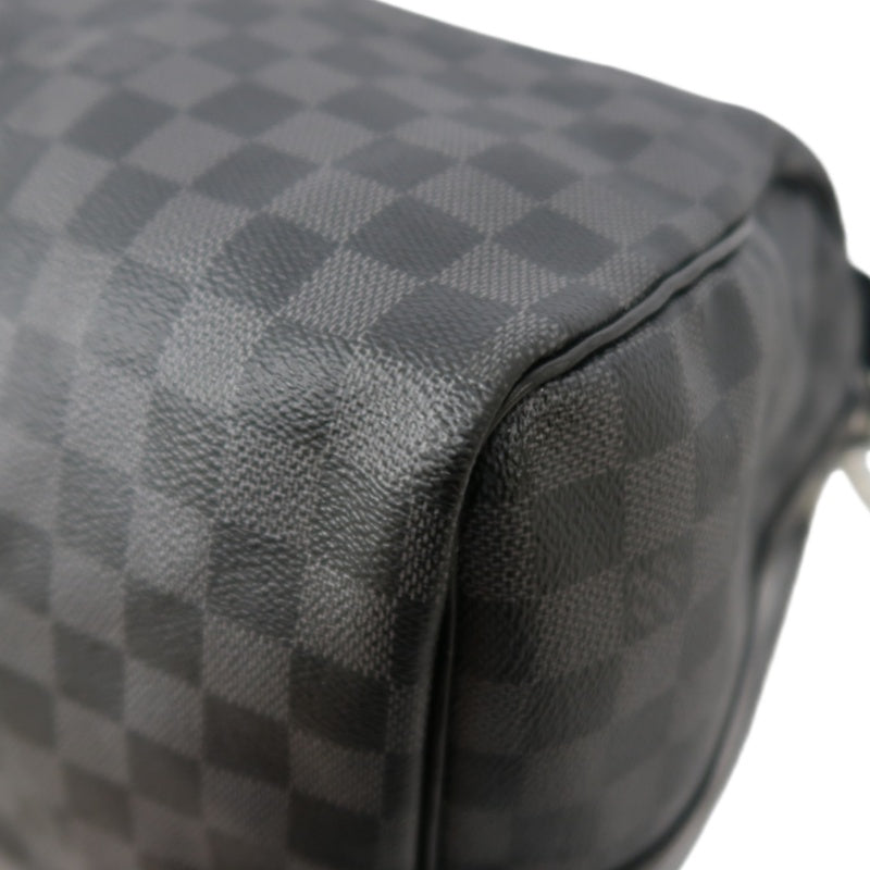 LOUIS VUITTON LV Keepall Damier Graphite Boston Travel Bag Black PVC