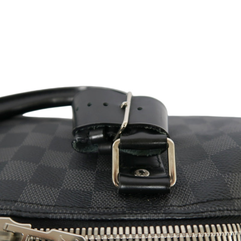 LOUIS VUITTON LV Keepall Damier Graphite Boston Travel Bag Black PVC