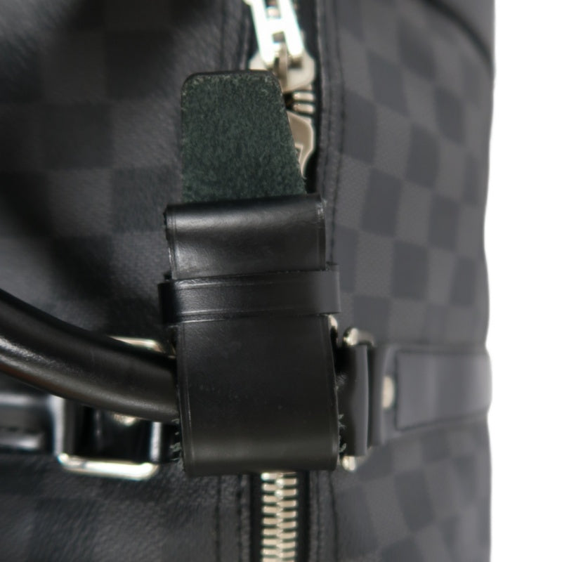 LOUIS VUITTON LV Keepall Damier Graphite Boston Travel Bag Black PVC