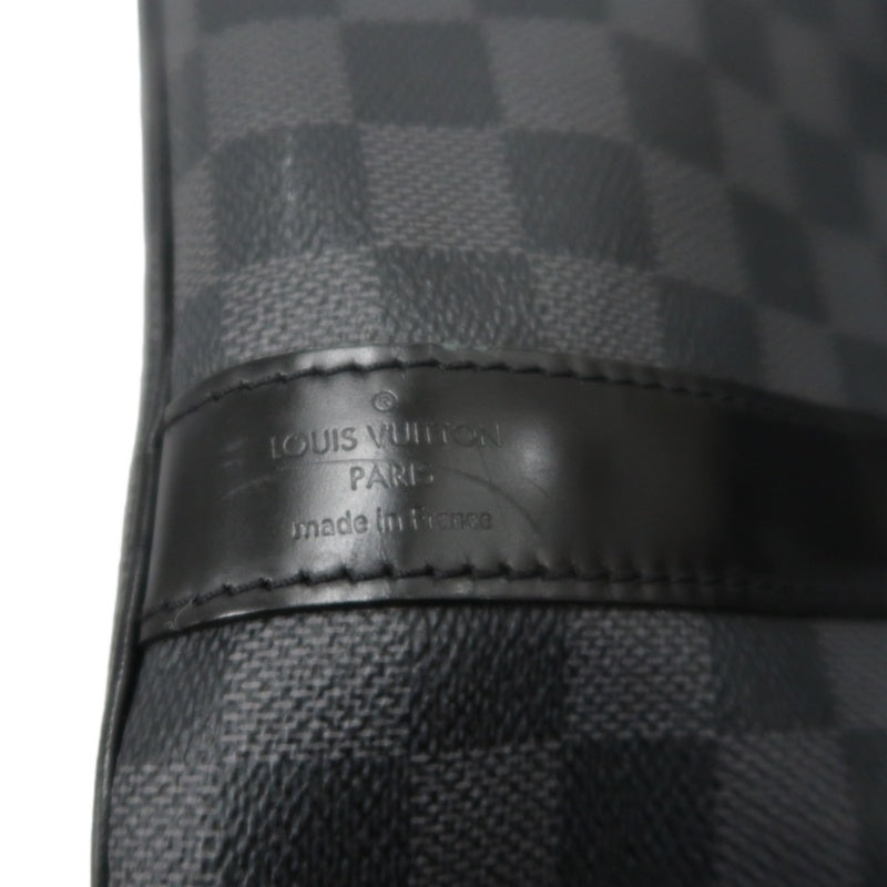 LOUIS VUITTON LV Keepall Damier Graphite Boston Travel Bag Black PVC