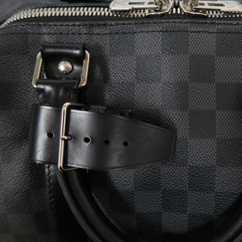 LOUIS VUITTON LV Keepall Damier Graphite Boston Travel Bag Black PVC