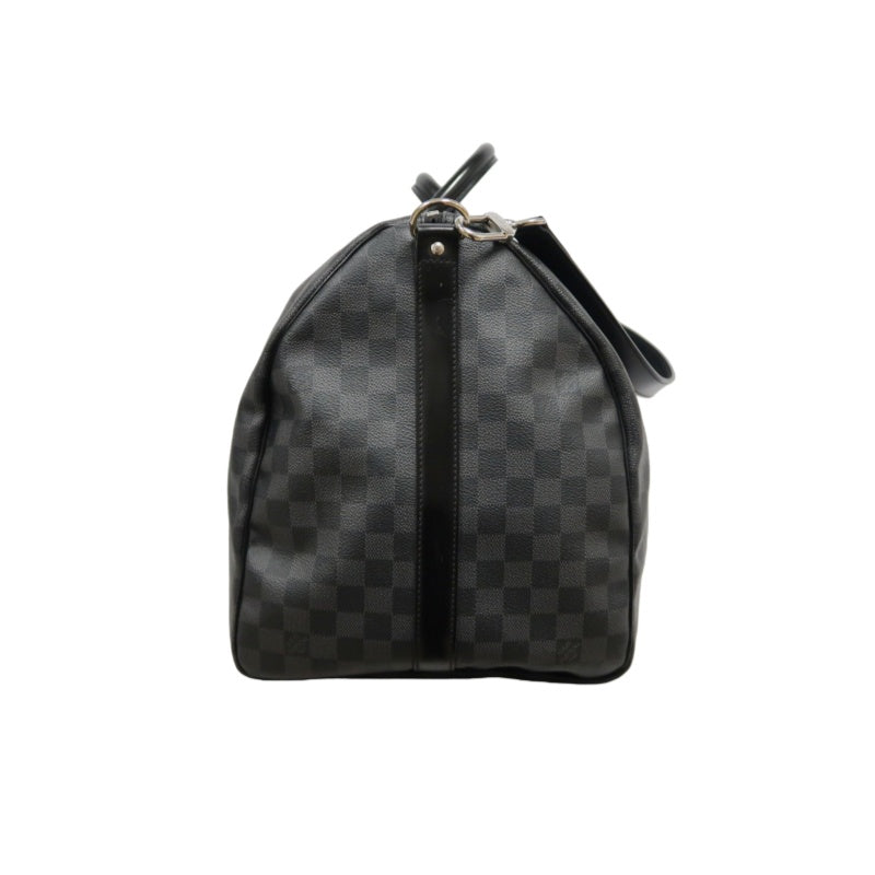 LOUIS VUITTON LV Keepall Damier Graphite Boston Travel Bag Black PVC
