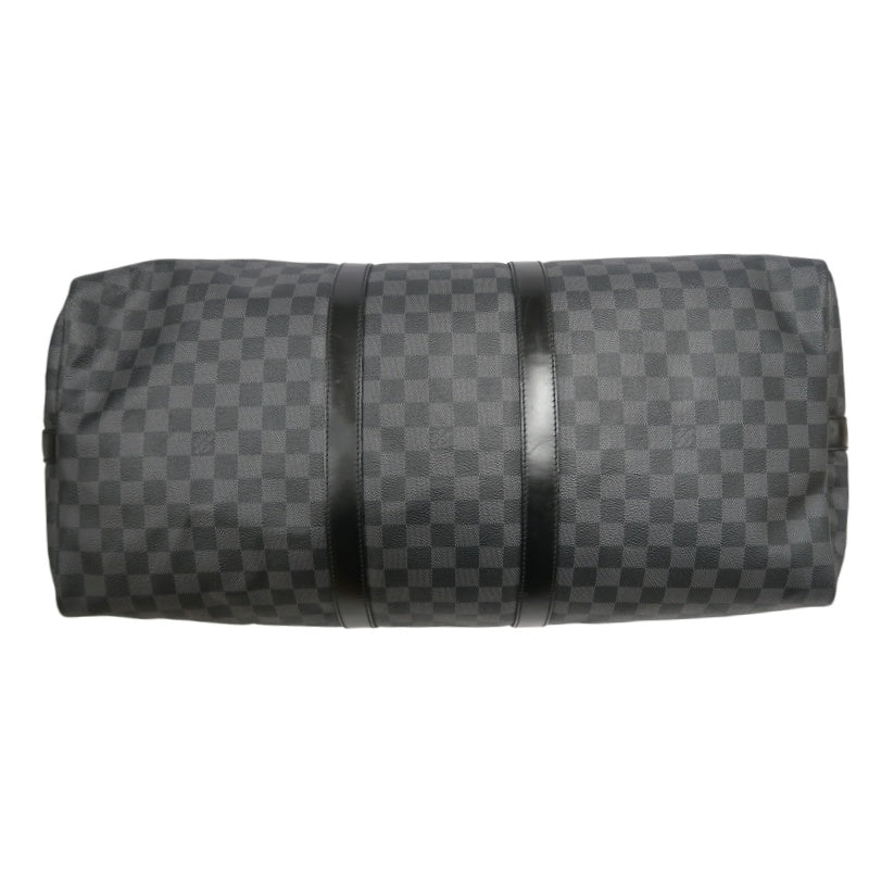 LOUIS VUITTON LV Keepall Damier Graphite Boston Travel Bag Black PVC