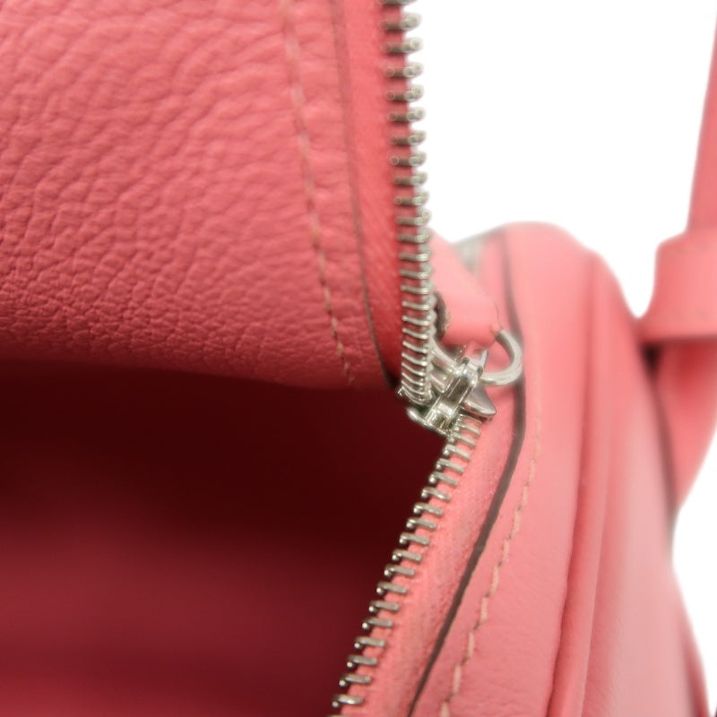 HERMES Lindy Calfskin Shoulder Handbag Pink Silver Hardware