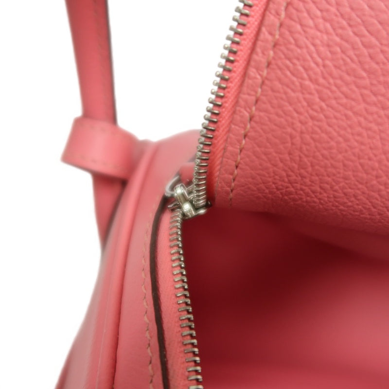 HERMES Lindy Calfskin Shoulder Handbag Pink Silver Hardware