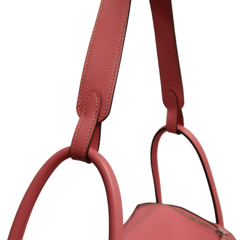 HERMES Lindy Calfskin Shoulder Handbag Pink Silver Hardware