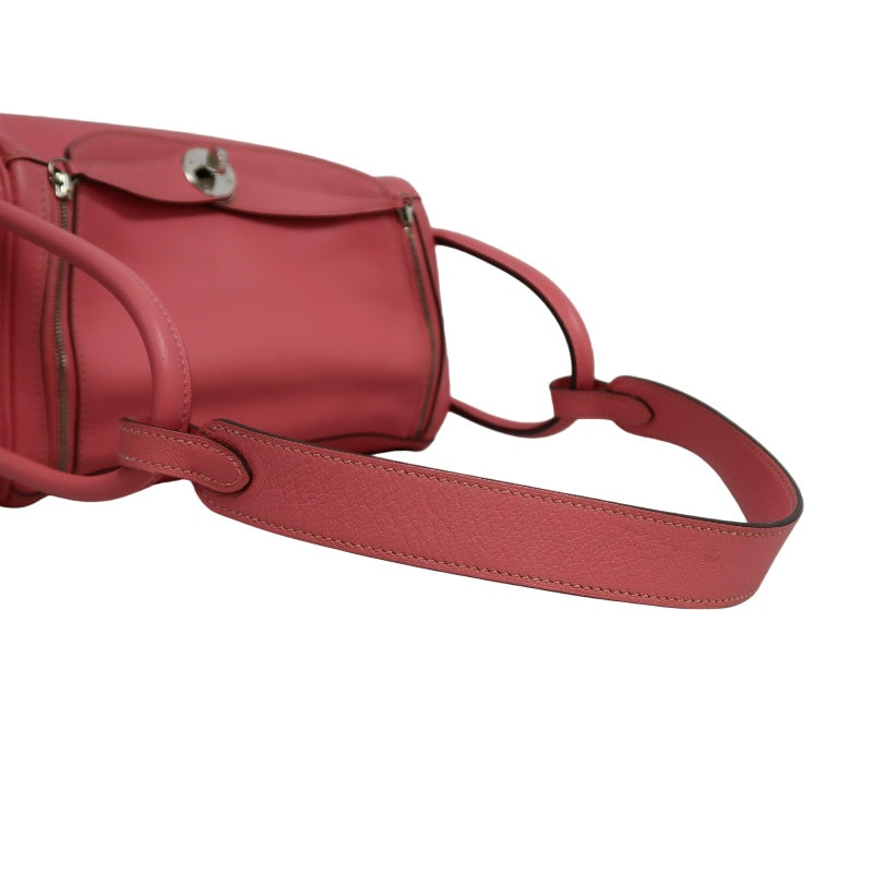 HERMES Lindy Calfskin Shoulder Handbag Pink Silver Hardware