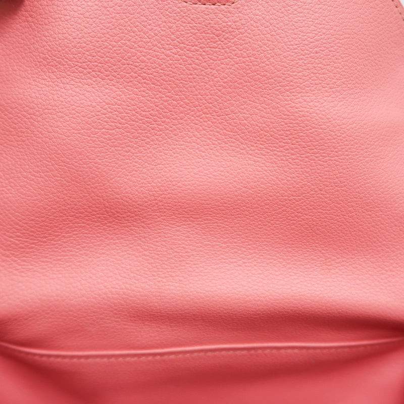 HERMES Lindy Calfskin Shoulder Handbag Pink Silver Hardware